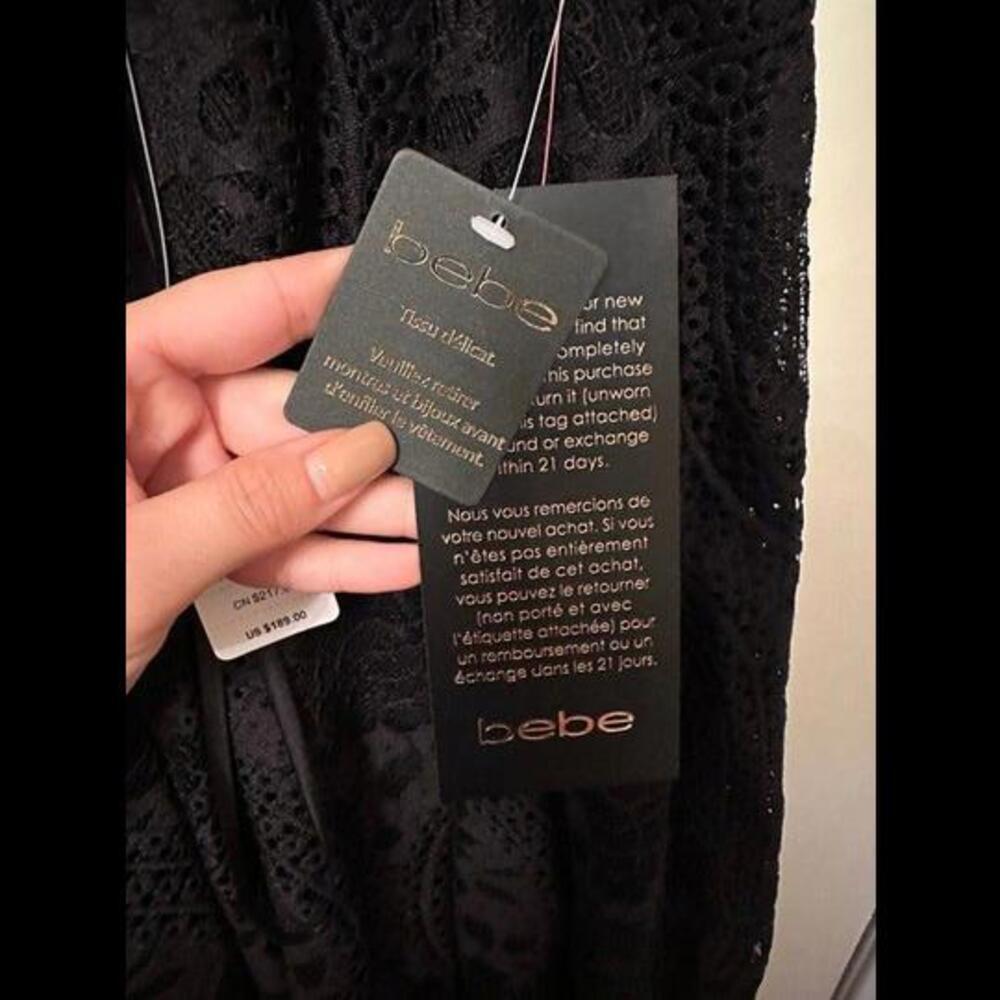 Black Lace Elegance: Brand New Bebe Dress with High-Low Hem - Picture 3 of 4